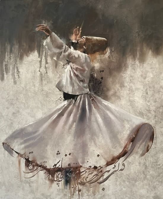 لوحة فنية مرسومة يدوياً على قماش كانفاس مشدود بمقاس 100×80 سم