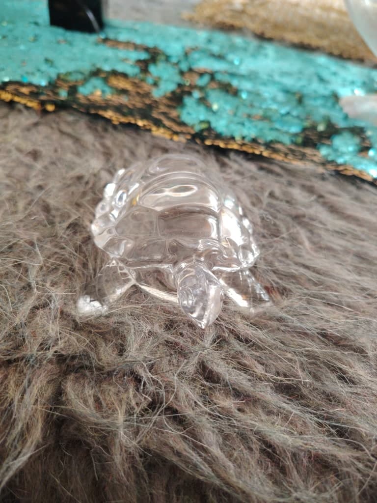 مجسم سلحفاة زجاجية صغيرة بطابع الكريستال مجوفة لأحواض السمك والديكور