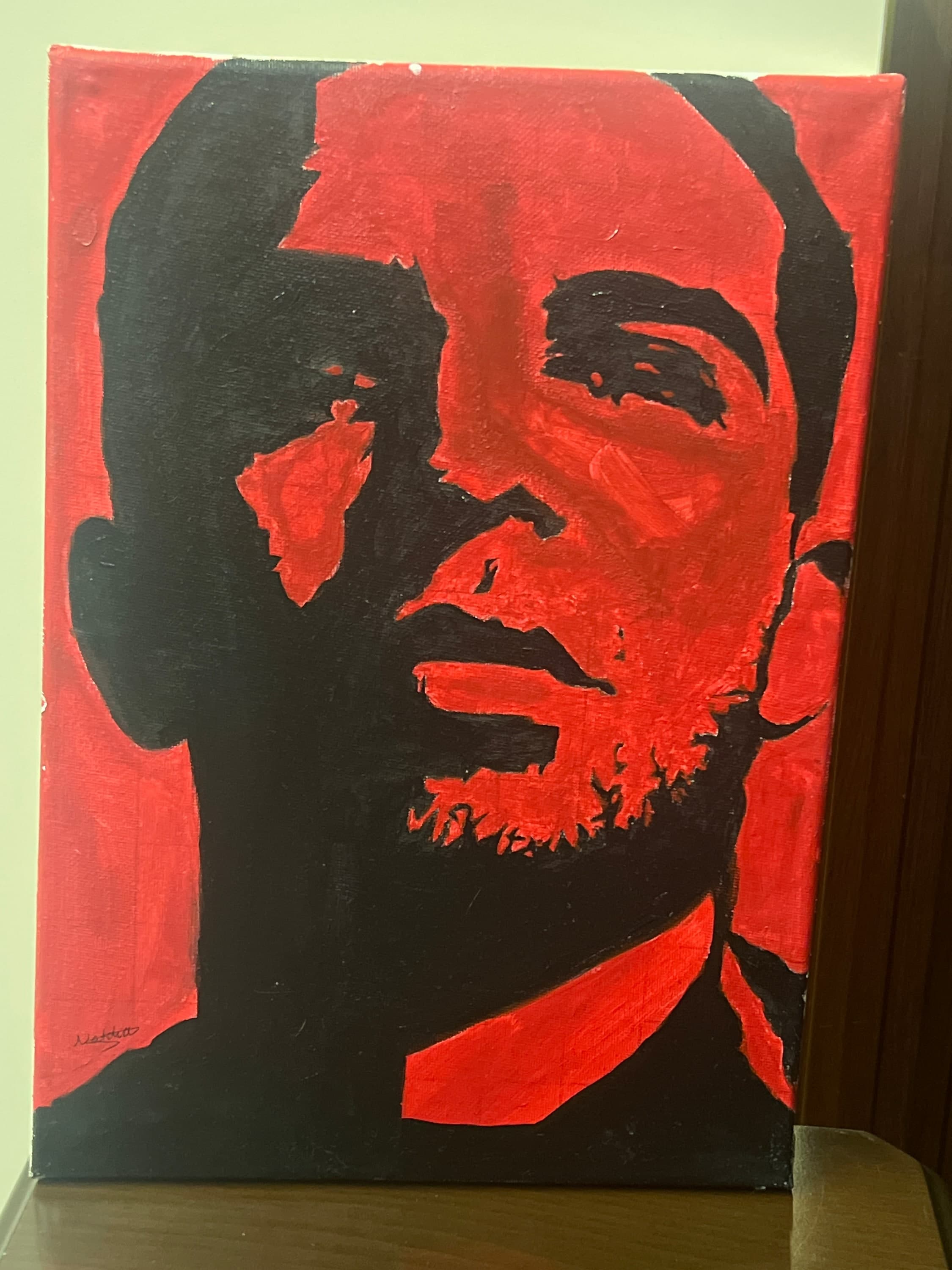 لوحة زيتية مرسومة يدوياً على كانفاس للمغني Drake عمل أصلي 35×25 سم