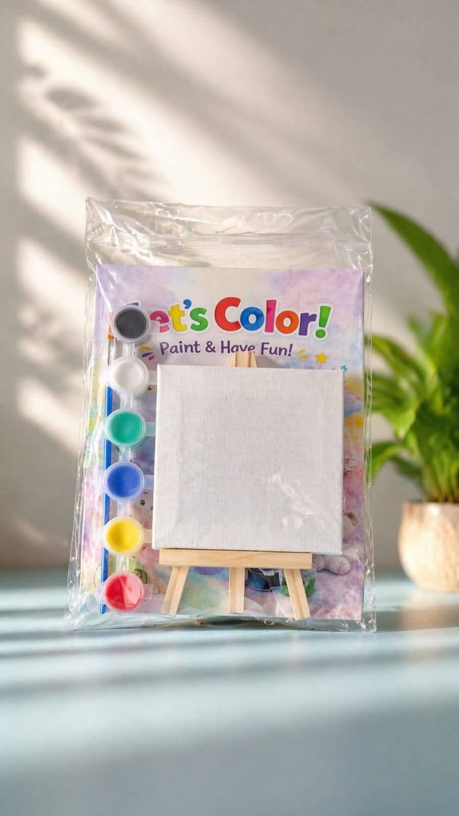 لوحة رسم كانفاس 10 × 10 سم مع ألوان أكريليك وفرشاة للأطفال من 6 سنوات