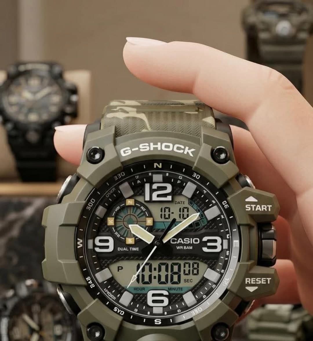 ساعة يد Casio G-Shock أصلية بلون مموه عسكري مقاومة للماء جديدة