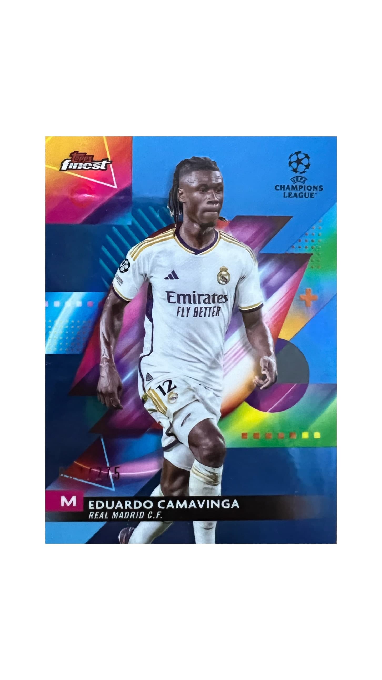 بطاقة Topps Finest 2023-24 إدواردو كامافينغا #131 Sky Blue Refractor 37/275