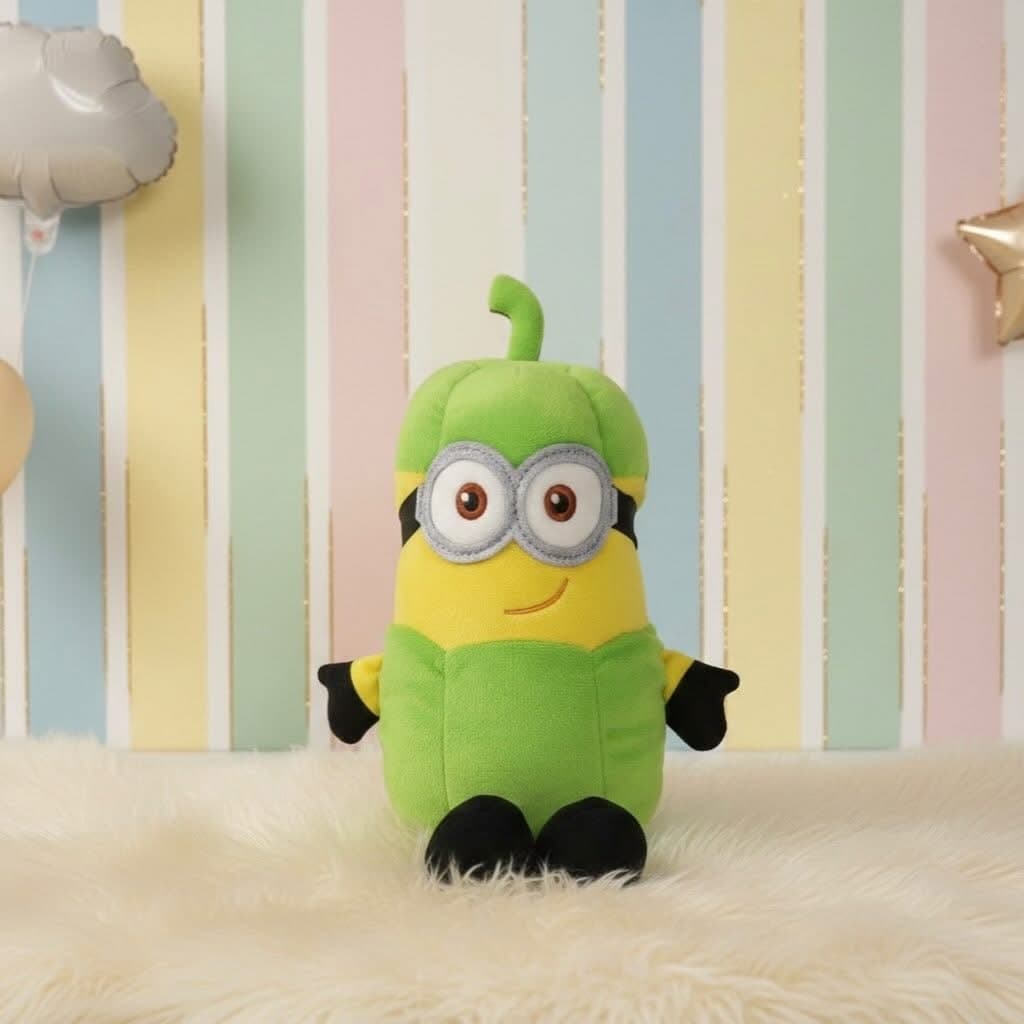 دمية Minions الأصلية Dave بحجم وسط جديدة بملصق حريري مخيط