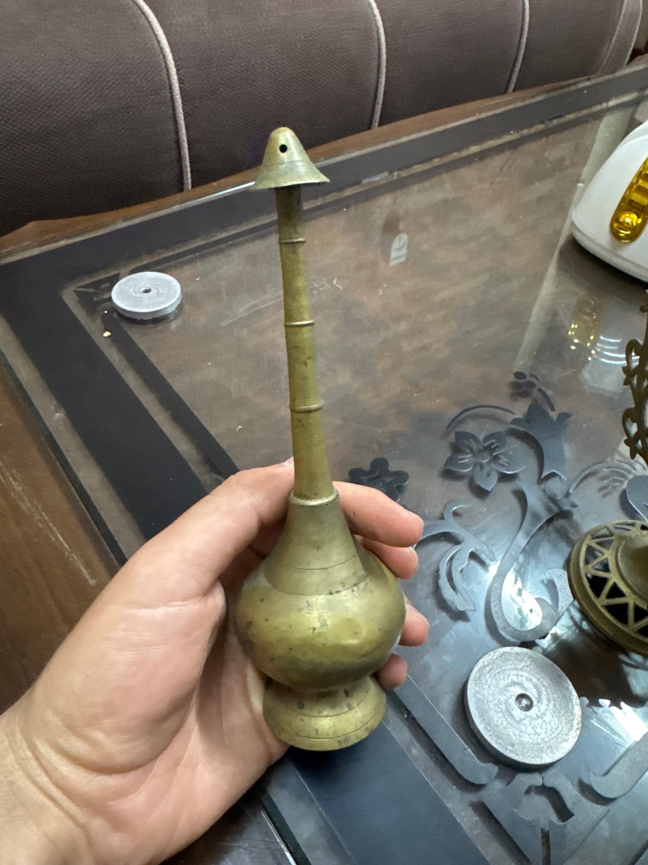 مرش ماء ورد نحاسي تقليدي يدوي فينتاج 20 سم