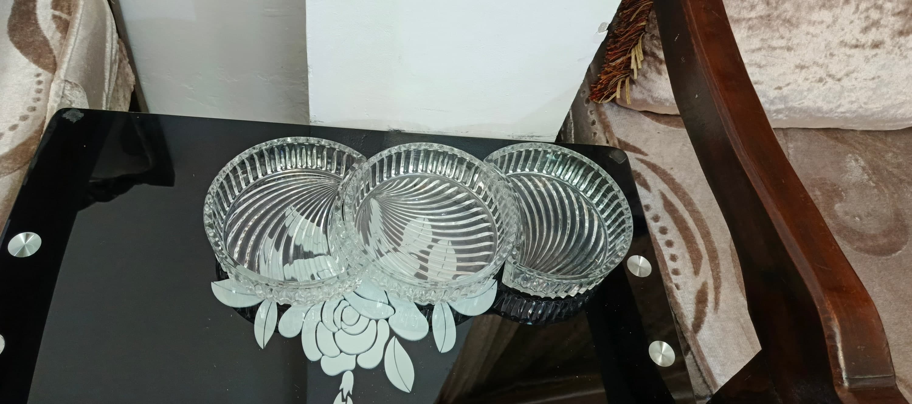 طقم أطباق تقديم حلويات زجاجية فاخرة 45 × 24 سم